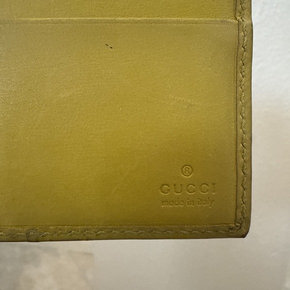 Gucci Men Wallet GG Mustard Yellow‎ Leather Inside Signature Canvas Box Bag Card - Picture 9 of 16